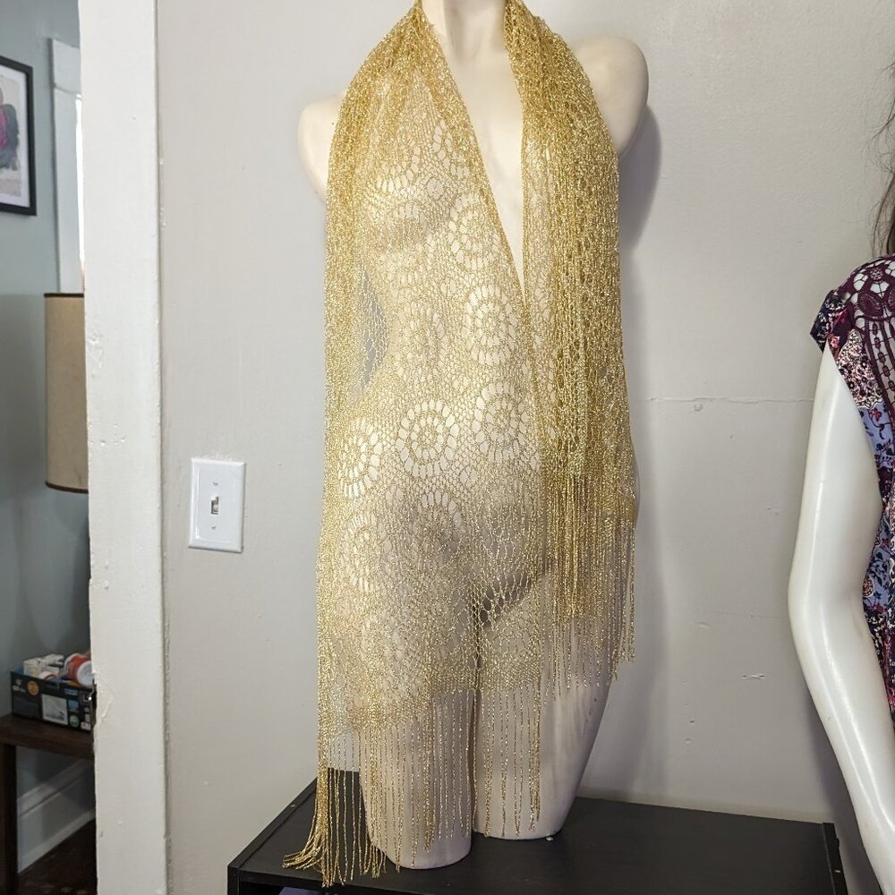 COPY - Gold Tencel Woven Scarf EUC